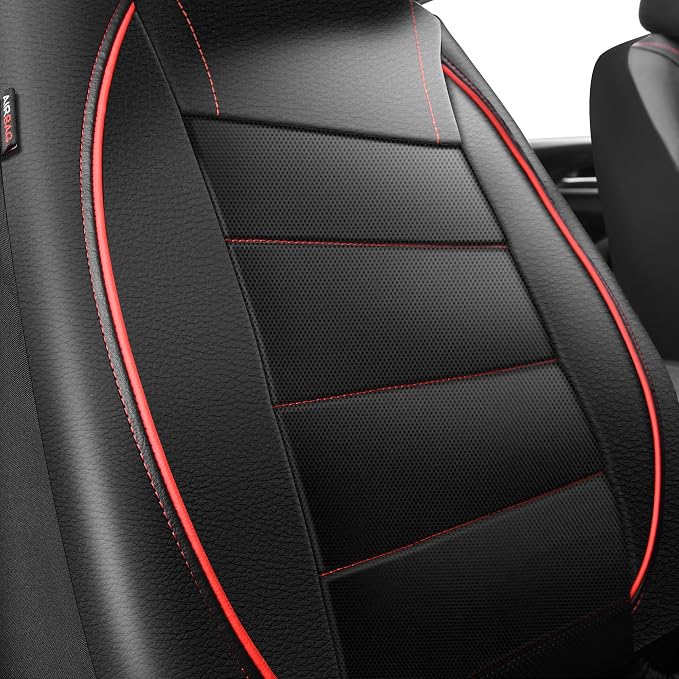 Universal Faux Leather Seat Covers — Front Seat — Black / Red