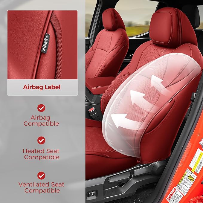 Faux Leather Seat Covers for Toyota Tacoma — Front Seat — Red