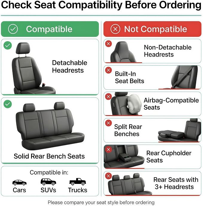 Universal Faux Leather Seat Covers — Full Set — Gray / Black