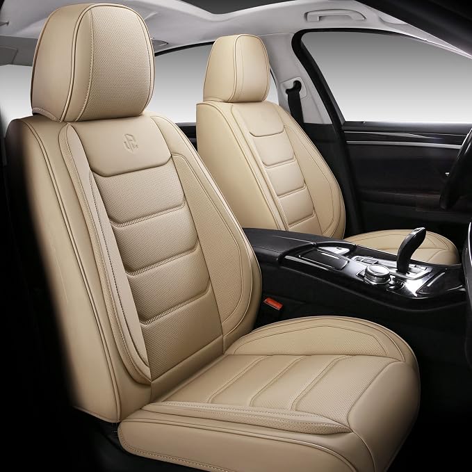 Faux Leather Car Seat Covers — Full Set — Beige