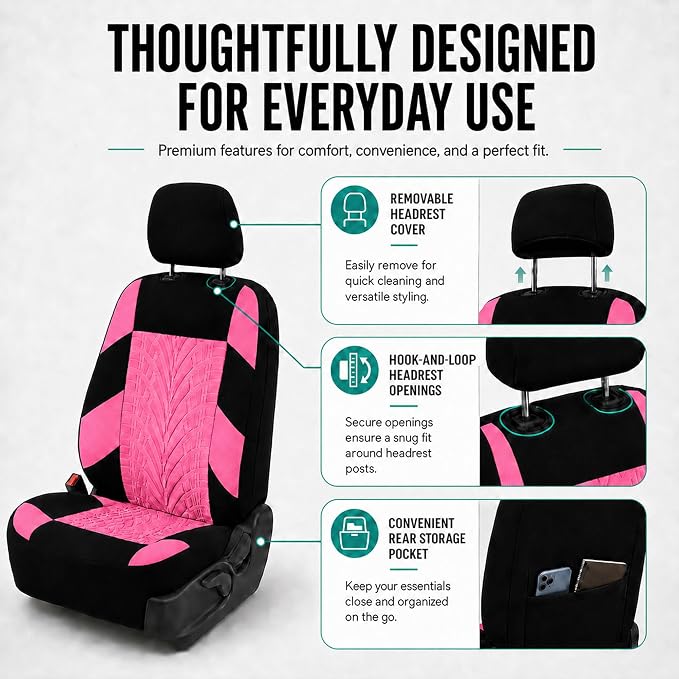 Universal Seat Covers — Full Set — Pink