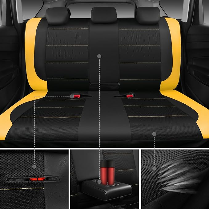 Universal Seat Covers — Full Set — Black / Yellow