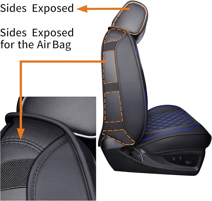 Faux Leather Seat Covers for Chevrolet Silverado / GMC Sierra — Front Seat — Black / Blue