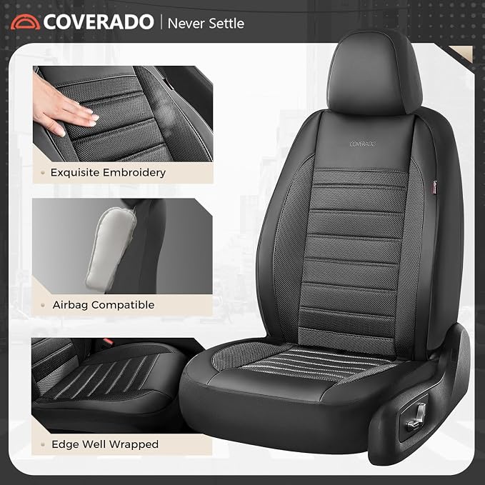 Fabric Car Seat Covers — Full Set — Black