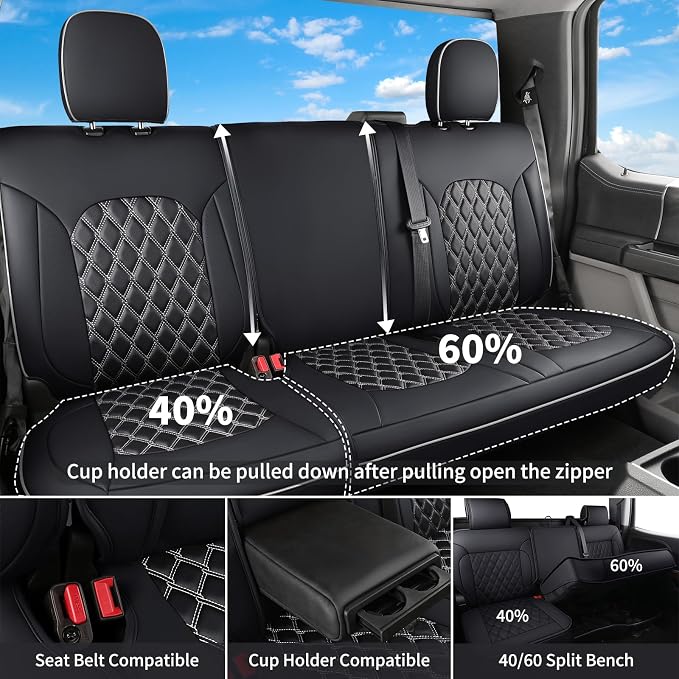 Seat Covers for Multiple Vehicles — Black / White