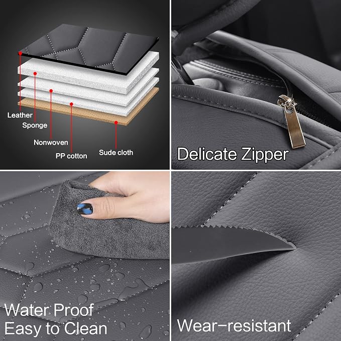 Universal Faux Leather Seat Covers — Full Set — Gray
