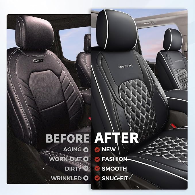 Seat Covers for Jeep Wrangler — Full Set — Black / White