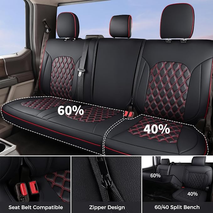 Seat Covers for Jeep Wrangler — Full Set — Black / Red