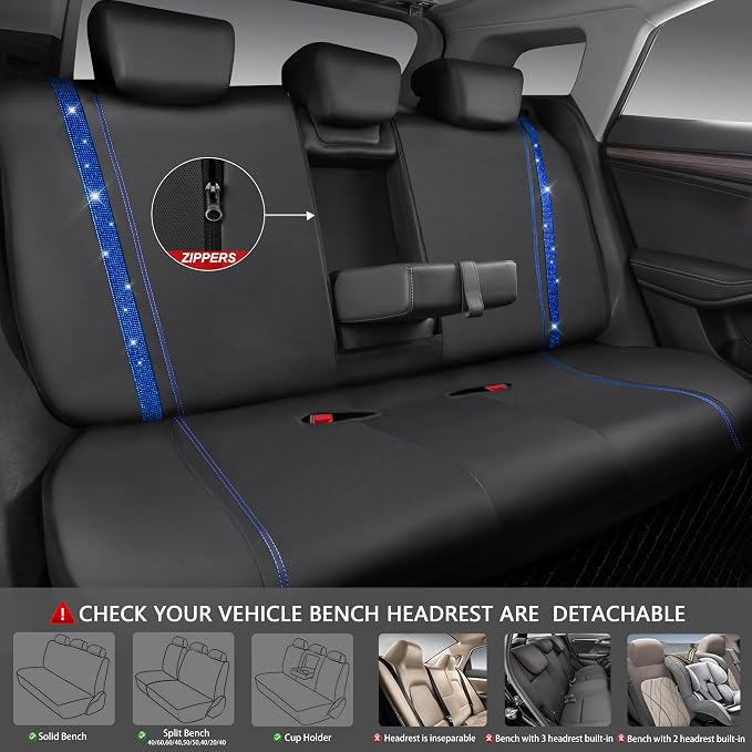 Universal Faux Leather Seat Covers — Full Set — Blue