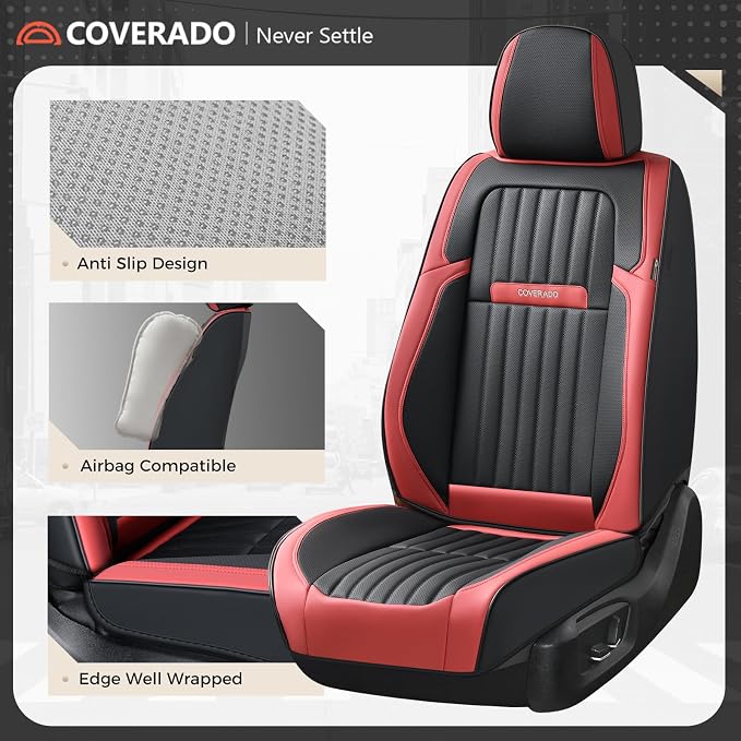 Universal Seat Covers — Full Set — Red / Black