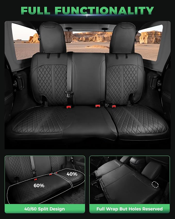 Seat Covers for Jeep Wrangler — Full Set — Black