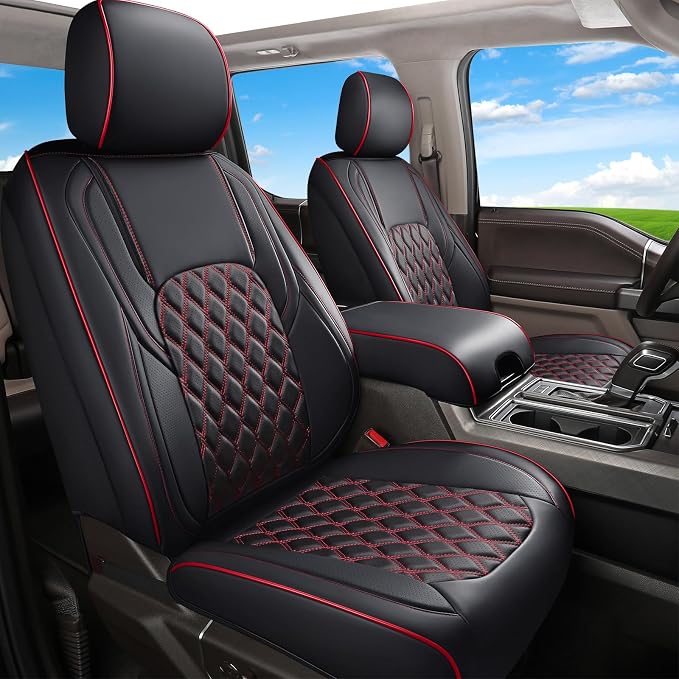 Seat Covers for Toyota Tacoma — Front Seat — Black / Red