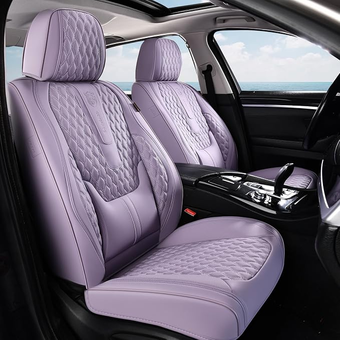 Universal Faux Leather Seat Covers — Front Seat — Purple