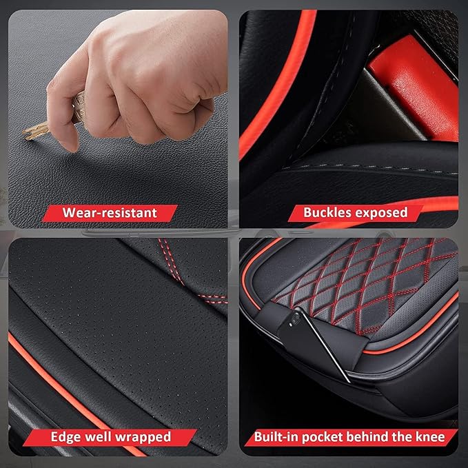 Seat Covers for Multiple Vehicles — Full Set — Black / Red