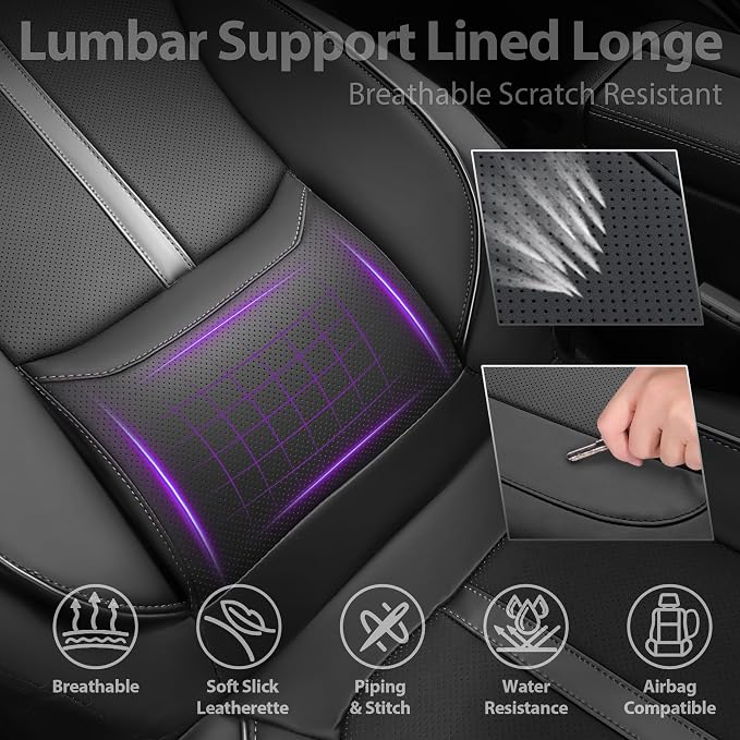 Universal Faux Leather Seat Covers — Front Seat — Gray / Black