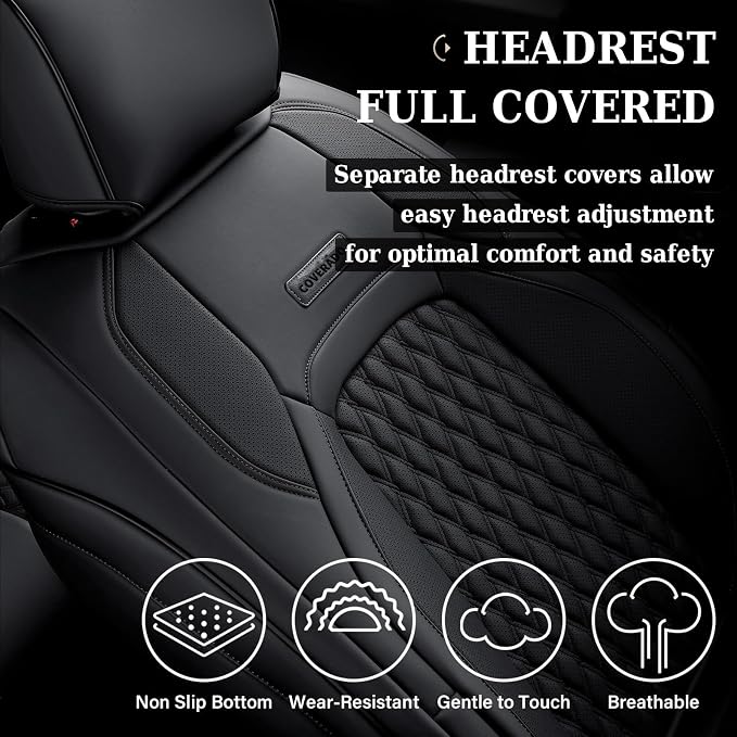 Faux Leather Seat Covers for Chevrolet Silverado / GMC Sierra — Full Set — Black