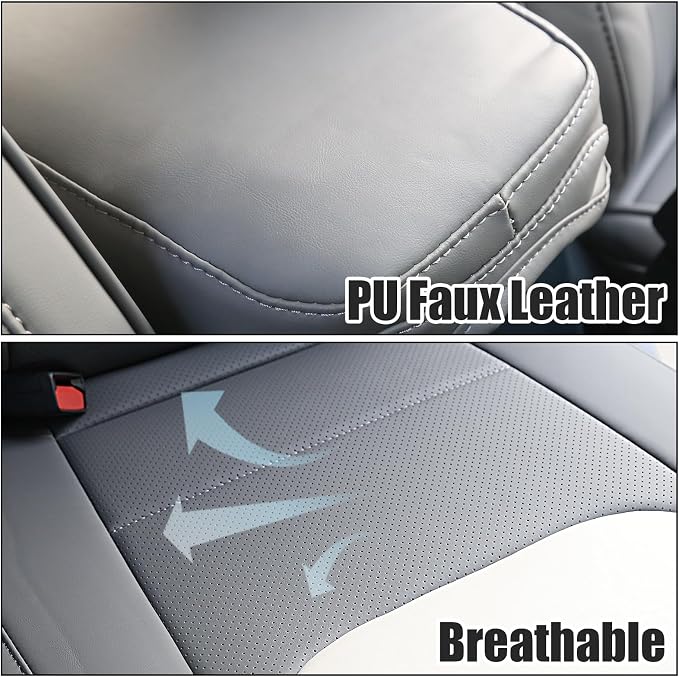 Faux Leather Seat Covers for Ford Maverick — Gray / White
