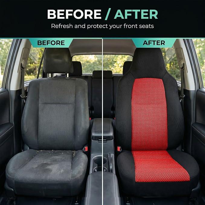 Universal Fabric Seat Covers — Front Seat — Red