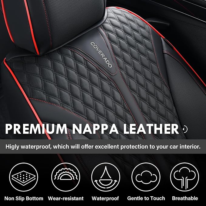 Universal Seat Covers — Full Set — Black / Red