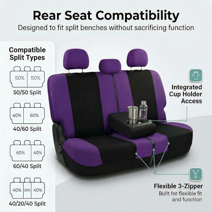 Universal Fabric Seat Covers — Purple
