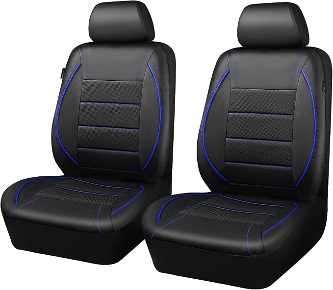 Universal Faux Leather Seat Covers — Front Seat — Black / Blue