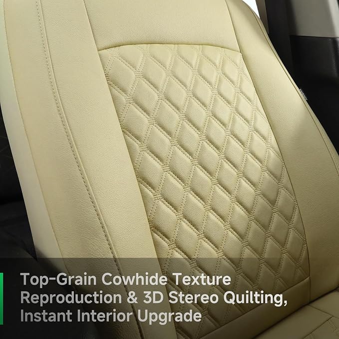 Faux Leather Seat Covers for Multiple Vehicles — Front Seat — Beige