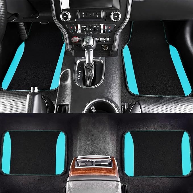 Fabric Car Seat Covers — Full Set — Black / Blue