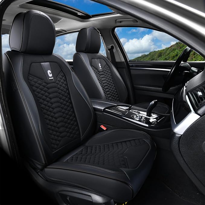 Universal Faux Leather Seat Covers — Full Set — Black