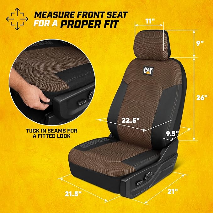 Fabric Seat Covers for Multiple Vehicles — Full Set — Brown