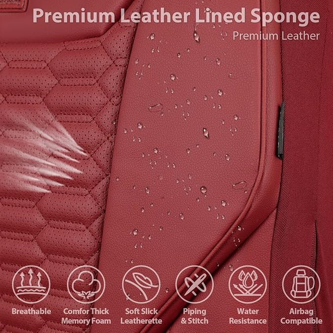 Universal Faux Leather Seat Covers — Full Set — Burgundy