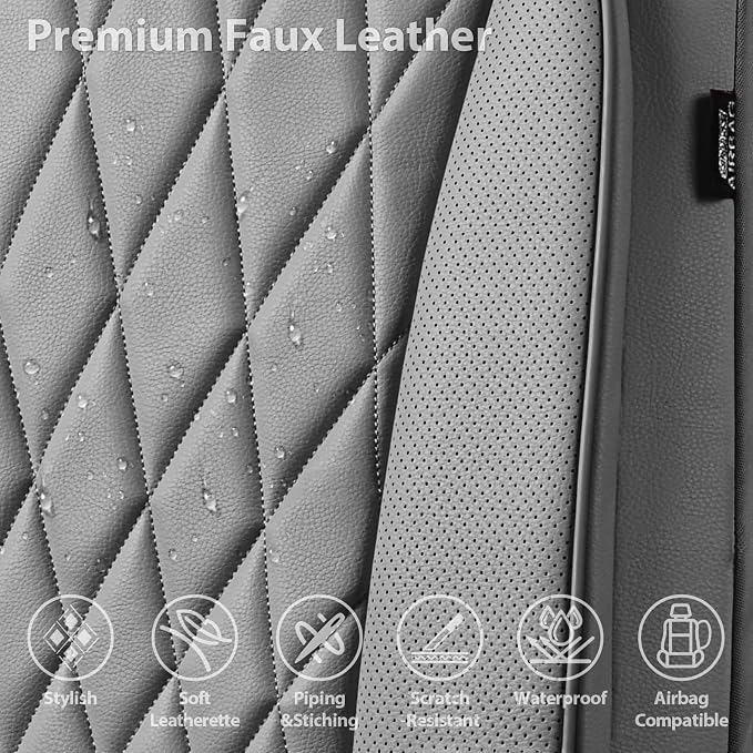 Universal Faux Leather Seat Covers — Front Seat — Gray
