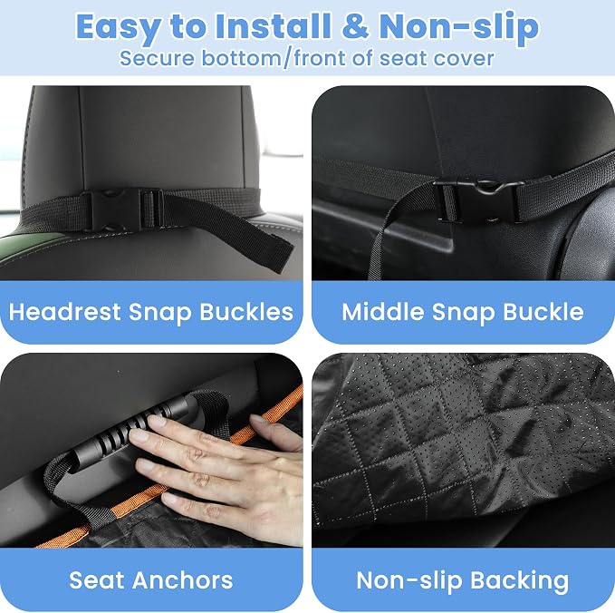 Pet Car Seat Protector — Front Seat — Black / Orange