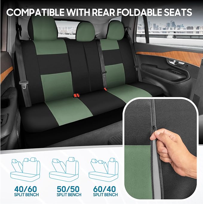 Car Seat Covers — Full Set — Green / Black