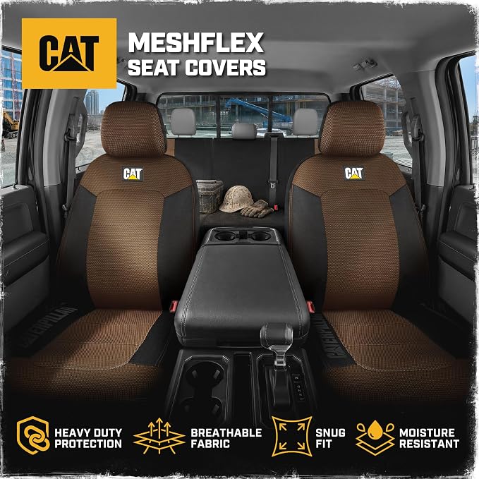Fabric Seat Covers for Multiple Vehicles — Full Set — Brown