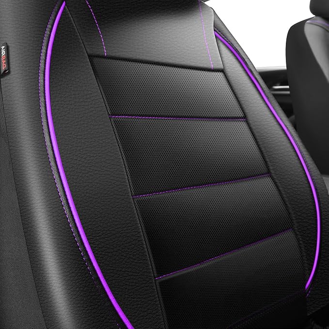 Universal Faux Leather Seat Covers — Front Seat — Black / Purple