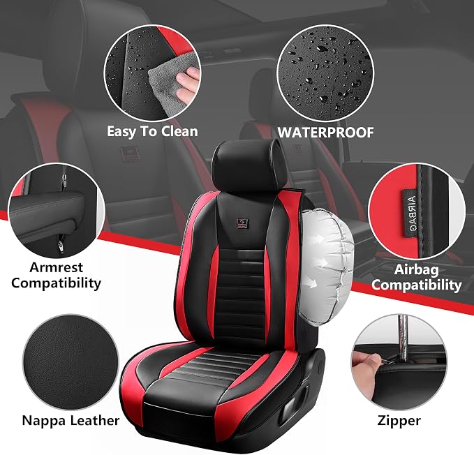 Universal Seat Covers — Full Set — Black / Red