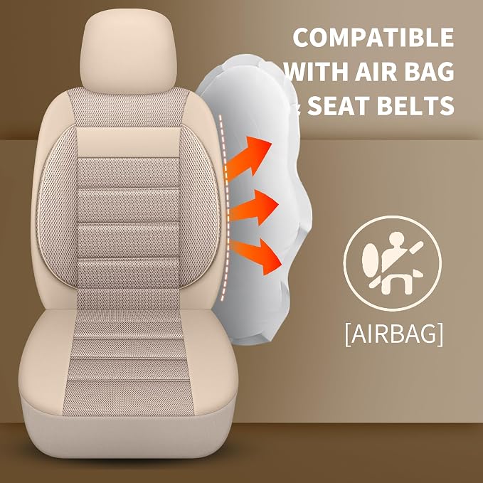 Universal Fabric Seat Covers — Beige