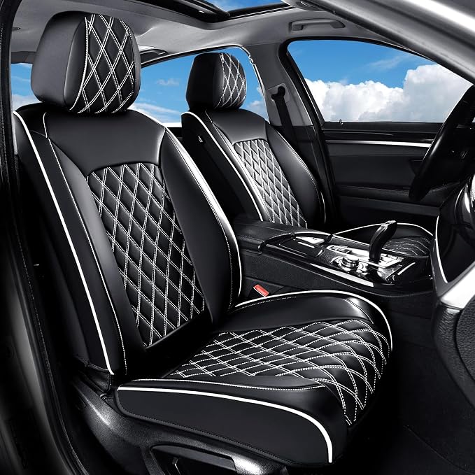 Universal Seat Covers — Full Set — Black / White