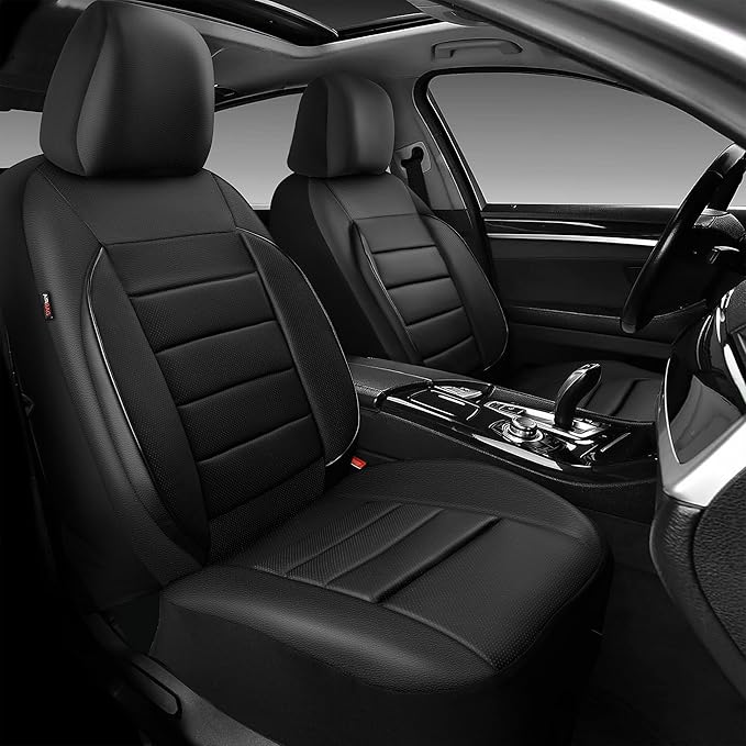 Universal Faux Leather Seat Covers — Front Seat — Black