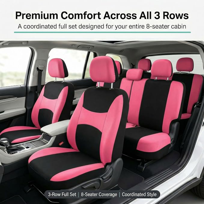 Universal Fabric Seat Covers — Pink / Black