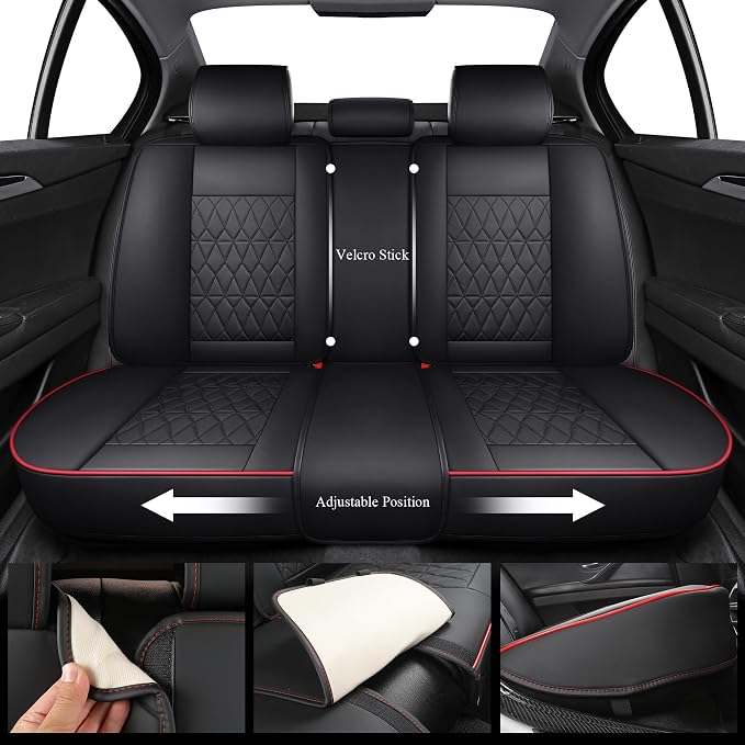Universal Seat Covers — Full Set — Black / Red