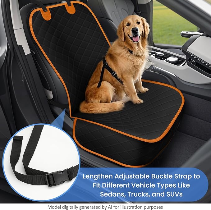 Pet Car Seat Protector — Front Seat — Black / Orange