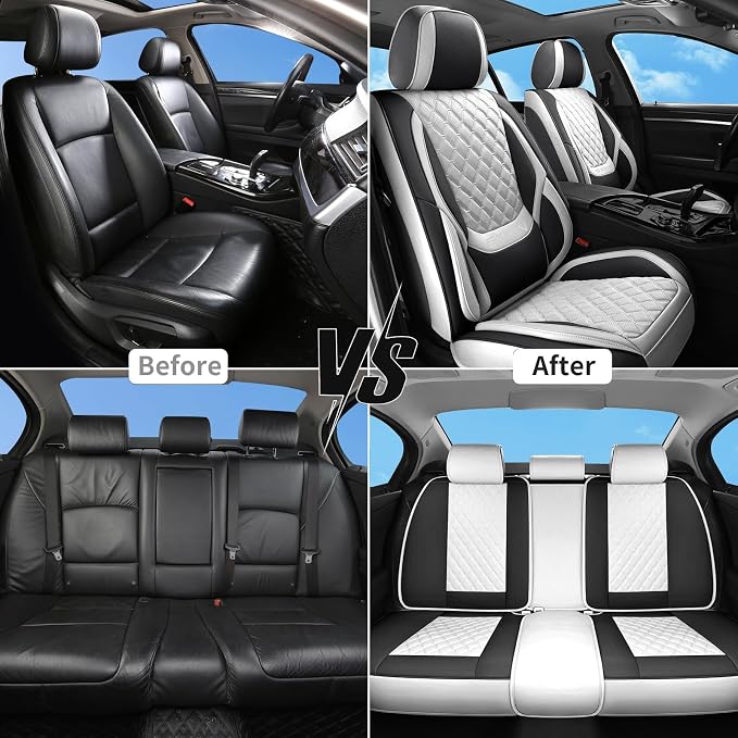 Universal Seat Covers — Full Set — White / Black