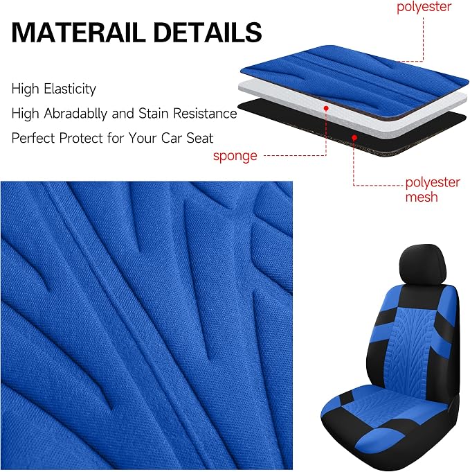 Universal Seat Covers — Front Seat — Black / Blue