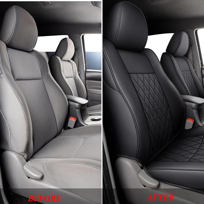 Faux Leather Seat Covers for Toyota Tacoma — Full Set — Black