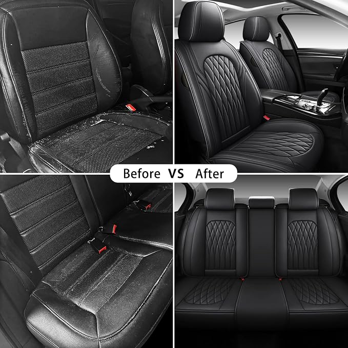 Universal Faux Leather Seat Covers — Full Set — Black