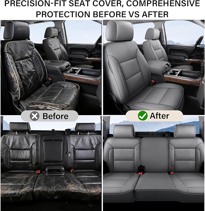 Faux Leather Seat Covers for Chevrolet Silverado / GMC Sierra — Full Set — Gray