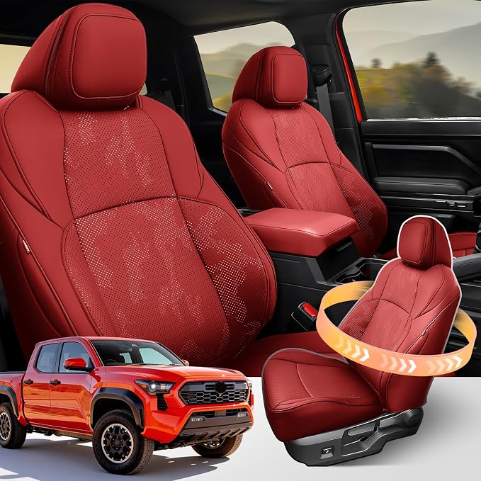 Faux Leather Seat Covers for Toyota Tacoma — Front Seat — Red