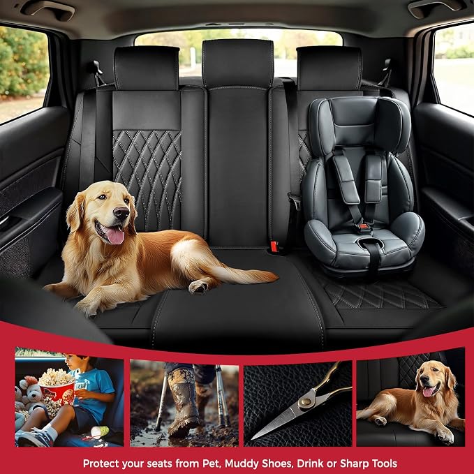 Universal Faux Leather Seat Covers — Full Set — Black