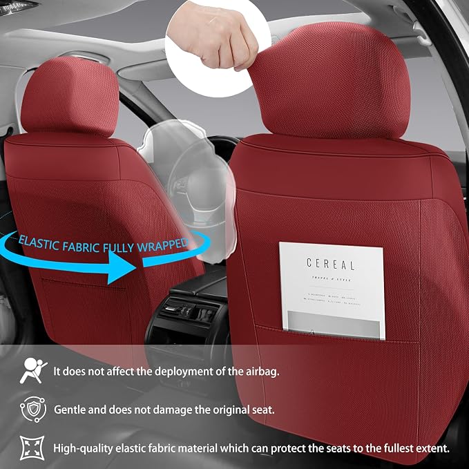 Faux Leather Car Seat Covers — Full Set — Red